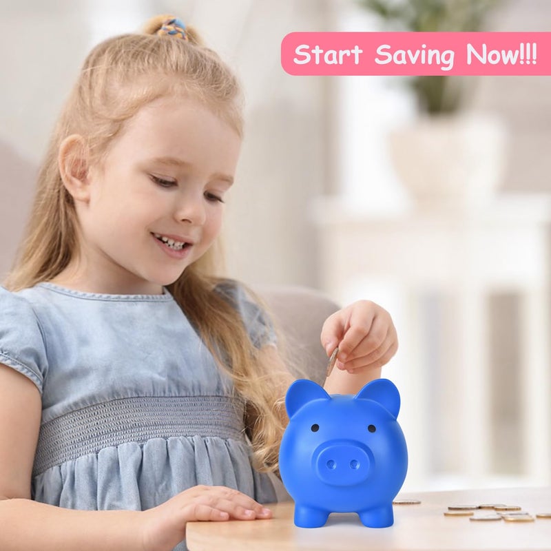 PJDRLLC بنك PJDRLLC Piggy Bank غير قابل للكسر، بنك نقود من البلاستيك للفتيات والفتيان متوسط ​​الحجم، هدايا عملية لعيد الميلاد وعيد الفصح (أزرق داكن) - Image 5